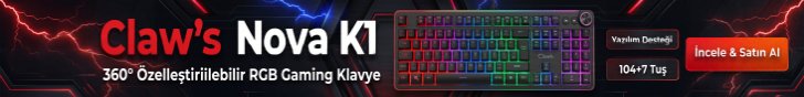 Claw's Nova K1 360° Özelleştirilebilir Rgb & Yazılımlı Full Membran 104+7 Tuşlu Ekstra Multimedya/Rollover Ses Kontrol Mekanizmalı Gaming Klavye